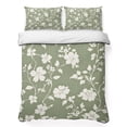 thumbnail image 1 of Twin XL Quilt Set 68''x98'', White Spring Floral Lightweight Bedspread Coverlet Set with 2 Pillow Shams, Summer Flowers Sage Green Pastoral Breathable All Season Quilt Bedding for Dorm/Guest Room, 1 of 9