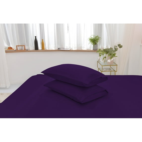 Twin XL Rayon Made From Bamboo Sheet Set - Softer Than Cotton Twin Size - Wrinkle Free - 16" Deep Pockets - 3 Piece - 1 Fitted Sheet, 1 Flat, 1 Pillowcases Twin XL Purple