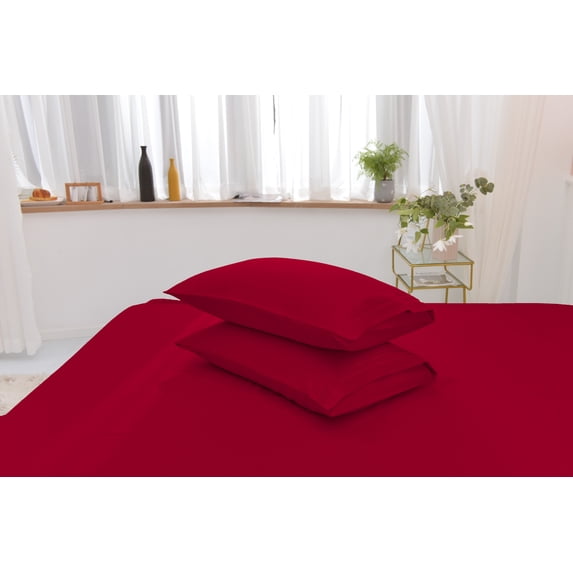 Twin XL Rayon Made From Bamboo Sheet Set - Softer Than Cotton Twin Size - Wrinkle Free - 16" Deep Pockets - 3 Piece - 1 Fitted Sheet, 1 Flat, 1 Pillowcases Twin XL Red