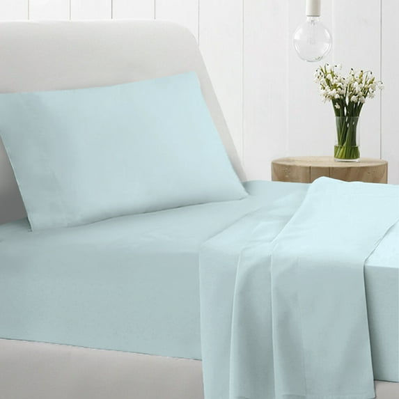Twin XL Sheet Set Cotton Baby Blue, 3pc 100% Long Staple Cotton 400 Thread Count Luxurious Sateen Weave Deep Pocket Sheets Fits Mattress up to 15 Inch By Pizuna (Cotton Sheet Set Twin XL)