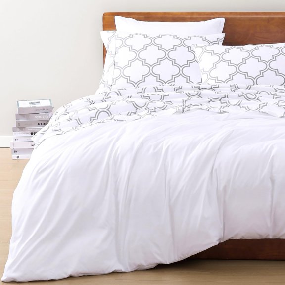 Twin XL Sheets 3pc Set 100% Organic Cotton Percale Soft Trellis Pattern GOTS Certified All-Season Comfort for Dorms & Adjustable Beds