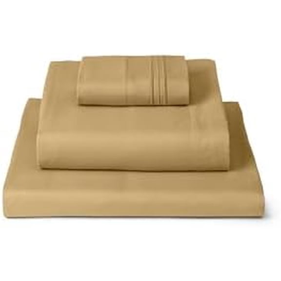 Twin XL Sheets Set - 3 PC Iconic Collection Bedding - Hotel Luxury, Extra Soft, Cooling Bed Sheets - Wrinkle, Fade, Stain Resistant (Twin Extra Long, Gold)