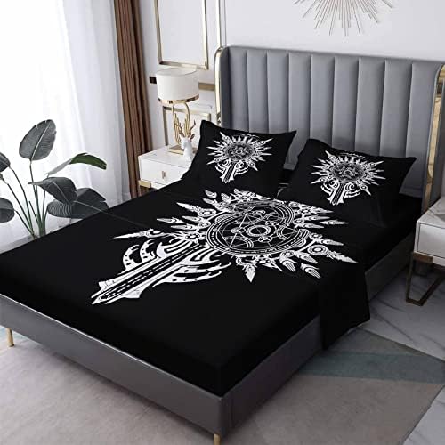 Twin XL Sheets Set Deep Pocket Gothic Bedding Set 3 Piece Skeleton
