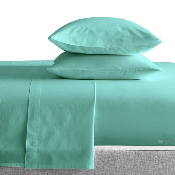 Twin XL Size 1000 TC 4 Piece Sheet Set Egyptian Cotton Bed Sheets Luxury Solid Sateen Weave for Soft & Silky Feel Deep Pocket (1 Flat, 1 Fitted Sheet, 2 Pillowcase, Aqua Green)