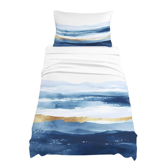 Twin XL Size Abstract Graffiti Art Sheet Sets Watercolor Blue Gold Street Art Soft Breathable Microfiber Bed Sheets Deep Pockets 4 Piece Bed Sheets Set, 1 Fitted Sheet, 1 Flat Sheet & 1 Pillowcases