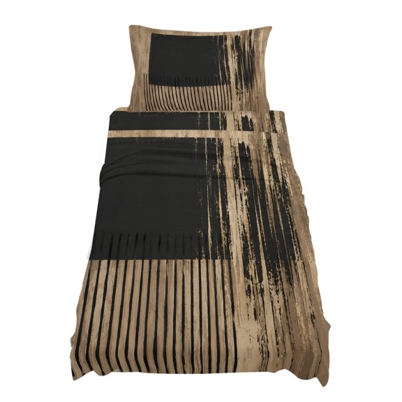 Twin XL Size Black Square Sheet Sets Industrial Charcoal Tan Distressed Texture Abstract Soft Breathable Microfiber Bed Sheets Deep Pockets 4 Piece Set, 1 Fitted Sheet, 1 Flat Sheet & 1 Pillowcases