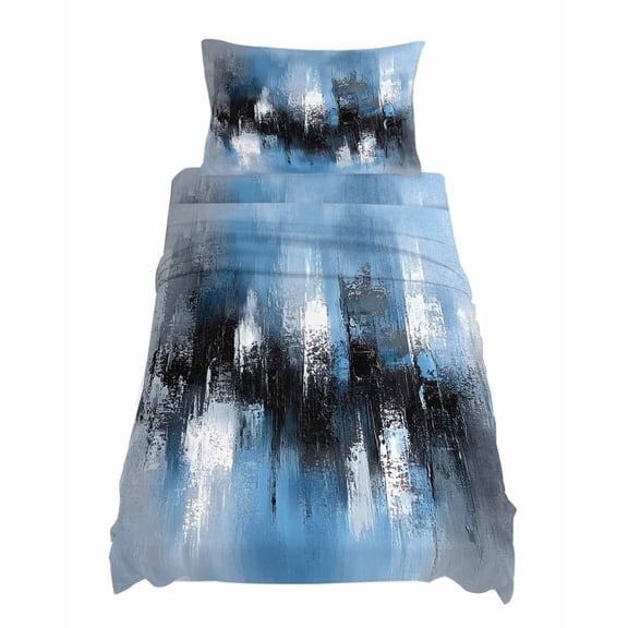Twin XL Size Blue Grey Black Sheet Sets Smear Street Graffiti Painting Grunge Art Soft Breathable Microfiber Bed Sheets 4 Piece Bed Sheets Set, 1 Fitted Sheet, 1 Flat Sheet & 1 Pillowcases