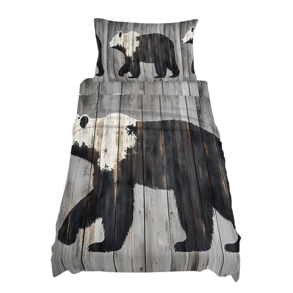 Twin XL Size Brown Bear Form Sheet Sets Impressionist Animal Silhouette Soft Breathable Microfiber Bed Sheets Deep Pockets 4 Piece Bed Sheets Set, 1 Fitted Sheet, 1 Flat Sheet & 1 Pillowcases