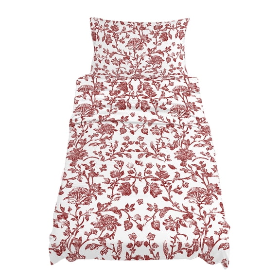 Twin XL Size Dark Red Floral Paisley Sheet Sets Boho Leaf Vintage Farmhouse Linen Soft Breathable Microfiber Bed Sheets 4 Piece Bed Sheets Set, 1 Fitted Sheet, 1 Flat Sheet & 1 Pillowcases