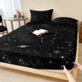 thumbnail image 1 of Twin XL Size Fitted Sheet Set - Black Cosmic 2 Piece Bedding Sets 16" Deep Pocket Fitted Sheet with 1 Pillowcases, Mystical Grey Planet Universe Abstract Brushed Microfiber Hotel Luxury Bed Sheets, 1 of 9