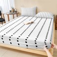 thumbnail image 1 of Twin XL Size Fitted Sheet Set - Black Stripes 2 Piece Bedding Sets 16" Deep Pocket Fitted Sheet with 1 Pillowcases, Geometric Polka Dots Abstract Modern Art Brushed Microfiber Hotel Luxury Bed Sheets, 1 of 9