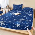thumbnail image 1 of Twin XL Size Fitted Sheet Set - Blue Snowflake Christmas 2 Piece Bedding Sets 16" Deep Pocket Fitted Sheet with 1 Pillowcases, Winter Xmas Snowflake Brushed Microfiber Hotel Luxury Bed Sheets, 1 of 9