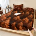 thumbnail image 1 of Twin XL Size Fitted Sheet Set - Burnt Orange Forest 2 Piece Bedding Sets 16" Deep Pocket Fitted Sheet with 1 Pillowcases, Pine Trees Modern Mysterious Art Brushed Microfiber Hotel Luxury Bed Sheets, 1 of 9
