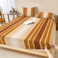 thumbnail image 1 of Twin XL Size Fitted Sheet Set - Burnt Orange Ombre Stripe 2 Piece Bedding Sets 16" Deep Pocket Fitted Sheet with 1 Pillowcases, Farmhouse Simple Striped Brushed Microfiber Hotel Luxury Bed Sheets, 1 of 9