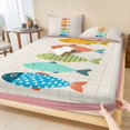 thumbnail image 1 of Twin XL Size Fitted Sheet Set - Coastal Nautical 2 Piece Bedding Sets 16" Deep Pocket Fitted Sheet with 1 Pillowcases, Summer Cute Cartoon Fishes Plaid Pink Brushed Microfiber Hotel Luxury Bed Sheets, 1 of 9