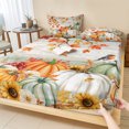 thumbnail image 1 of Twin XL Size Fitted Sheet Set - Fall Maple Leaf 2 Piece Bedding Sets 16" Deep Pocket Fitted Sheet with 1 Pillowcases, Thanksgiving Pumpkins Squirrel Green Wooden Brushed Microfiber Hotel Bed Sheets, 1 of 9