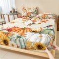 thumbnail image 1 of Twin XL Size Fitted Sheet Set - Fall Pumpkins 2 Piece Bedding Sets 16" Deep Pocket Fitted Sheet with 1 Pillowcases, Thanksgiving Maple Squirrel Farmhouse Florals Brushed Microfiber Hotel Bed Sheets, 1 of 9