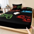 thumbnail image 1 of Twin XL Size Fitted Sheet Set - Game Controller 2 Piece Bedding Sets 16" Deep Pocket Fitted Sheet with 1 Pillowcases, Modern Art Gaming Handheld Black Brushed Microfiber Hotel Luxury Bed Sheets, 1 of 9