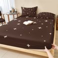 thumbnail image 1 of Twin XL Size Fitted Sheet Set - Modern Brown 2 Piece Bedding Sets 16" Deep Pocket Fitted Sheet with 1 Pillowcases, Japanese Style Moon Stars Minimalism Brushed Microfiber Hotel Luxury Bed Sheets, 1 of 9