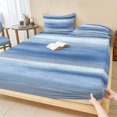 thumbnail image 1 of Twin XL Size Fitted Sheet Set - Navy Blue Grey 2 Piece Bedding Sets 16" Deep Pocket Fitted Sheet with 1 Pillowcases, Abstract Art Oil Painting Blue Ombre Brushed Microfiber Hotel Luxury Bed Sheets, 1 of 9