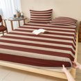 thumbnail image 1 of Twin XL Size Fitted Sheet Set - Oatmeal Tan Striped 2 Piece Bedding Sets 16" Deep Pocket Fitted Sheet with 1 Pillowcases, Farmhouse Country Minimalist Stripes Brushed Microfiber Hotel Bed Sheets, 1 of 9