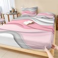 thumbnail image 1 of Twin XL Size Fitted Sheet Set - Pink Gray Ombre 2 Piece Bedding Sets 16" Deep Pocket Fitted Sheet with 1 Pillowcases, Modern Abstract Moire Art Geometric Brushed Microfiber Hotel Luxury Bed Sheets, 1 of 9