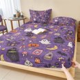 thumbnail image 1 of Twin XL Size Fitted Sheet Set - Purple Halloween 2 Piece Bedding Sets 16" Deep Pocket Fitted Sheet with 1 Pillowcases, Mystical Spook Ghosts Pumpkins Moons Brushed Microfiber Hotel Luxury Bed Sheets, 1 of 9