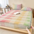 thumbnail image 1 of Twin XL Size Fitted Sheet Set - Purple Pink Plaid 2 Piece Bedding Sets 16" Deep Pocket Fitted Sheet with 1 Pillowcases, Yellow Green Red Turquoise Colorful Brushed Microfiber Hotel Luxury Bed Sheets, 1 of 9