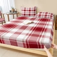 thumbnail image 1 of Twin XL Size Fitted Sheet Set - Red Checkered 2 Piece Bedding Sets 16" Deep Pocket Fitted Sheet with 1 Pillowcases, Red White Plaid Farmhouse Brushed Microfiber Hotel Luxury Bed Sheets, 1 of 9