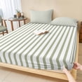 thumbnail image 1 of Twin XL Size Fitted Sheet Set - Sage Green Vertical Striped 2 Piece Bedding Sets 16" Deep Pocket Fitted Sheet with 1 Pillowcases, Farmhouse Thin Line Stripes Brushed Microfiber Hotel Bed Sheets, 1 of 9