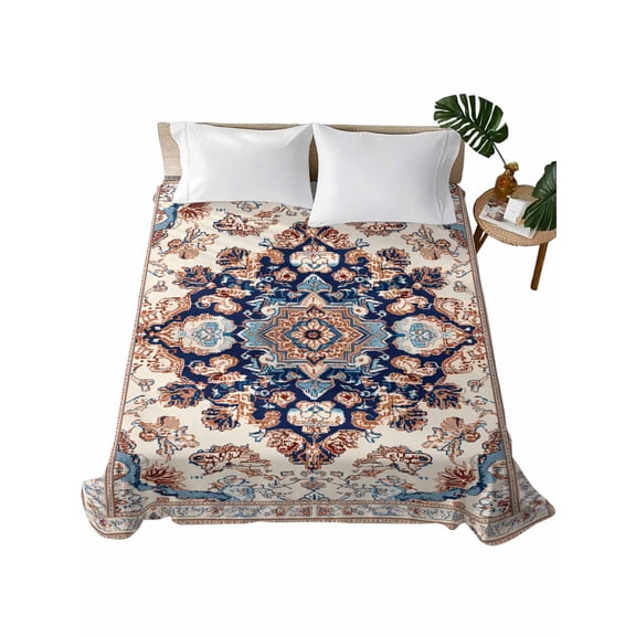 Twin Size Flat Sheet Only, Boho Tribe Soft Brushed Microfiber Bed Sheets, Southwest Aztec Colorful Abstract Pattern Hotel Quality Breathable Bedding Top Sheet, Easy Care, 66"x96"