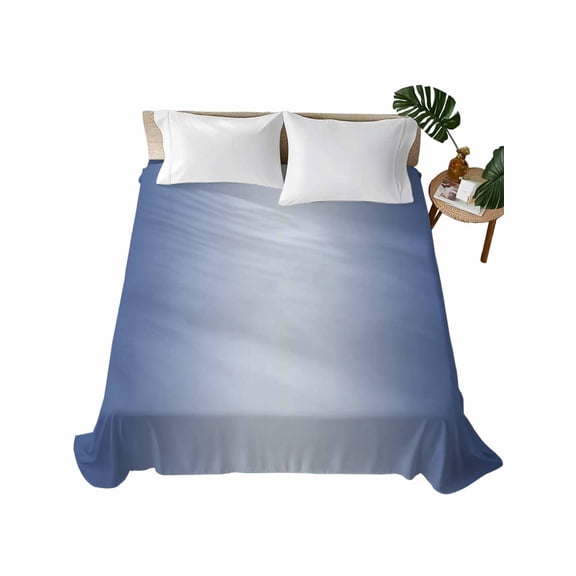 Twin Size Flat Sheet Only, Navy Blue Ombre Soft Brushed Microfiber Bed Sheets, Modern Gradient Abstract Art Hotel Quality Breathable Bedding Top Sheet, Easy Care, 66"x96"