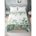 thumbnail image 1 of Twin Size Flat Sheet Only, Sage Green Eucalyptus Soft Brushed Microfiber Bed Sheets, Farmhouse Botanical Leaves Hotel Quality Breathable Bedding Top Sheet, Easy Care, 66"x96", 1 of 9