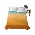 thumbnail image 1 of TwinSize Flat Sheet Only, Teal Orange Ombre Soft Brushed Microfiber Bed Sheets, Modern Geometric Striped Abstract Art Hotel Quality Breathable Bedding Top Sheet, Easy Care, 66"x96", 1 of 9
