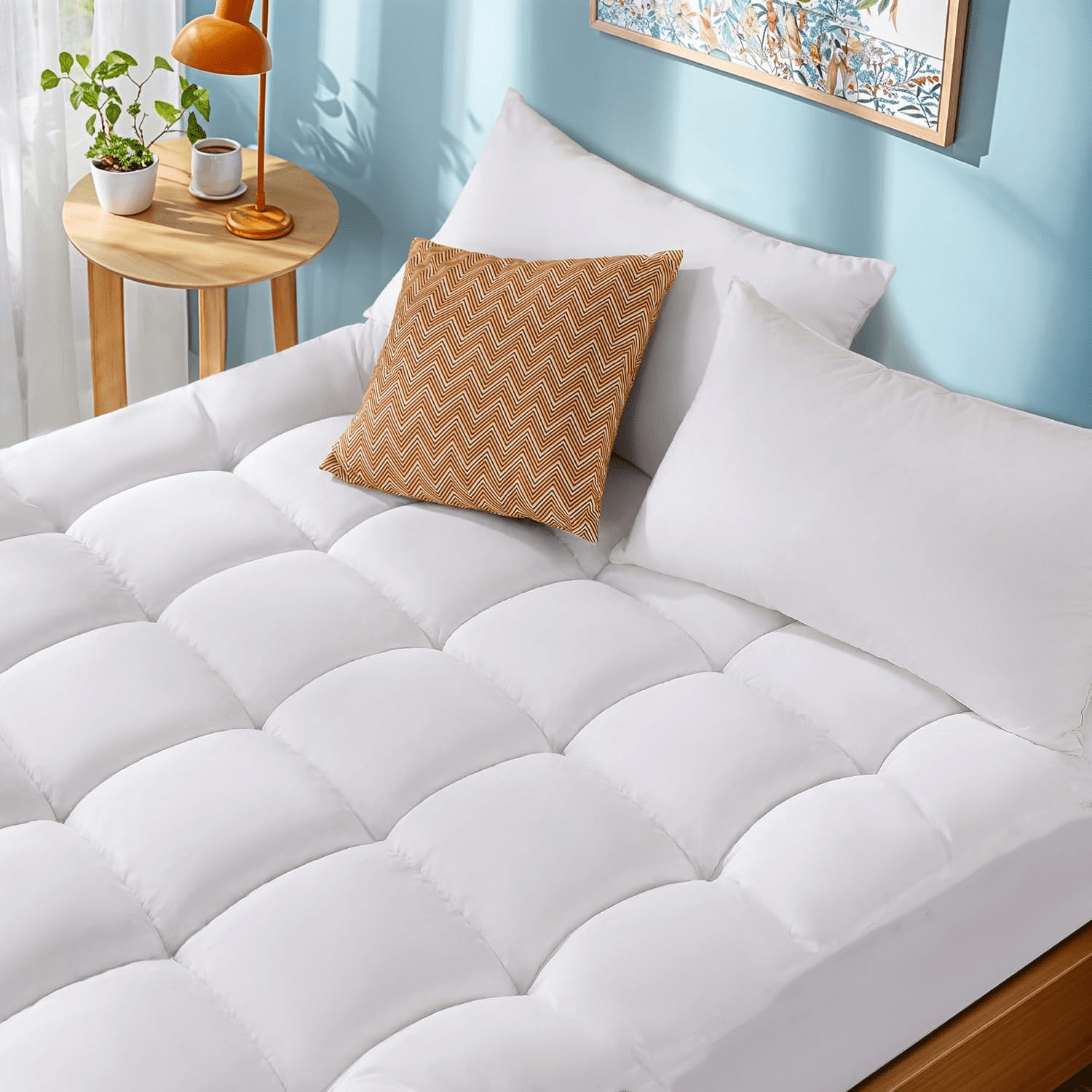 Twin-XL Size Mattress Topper, Thick Quilted Fitted Mattress Pad Protector, Breathable Soft Quilt Topper Mattress Cover Stretches up 8-21" Deep Pocket