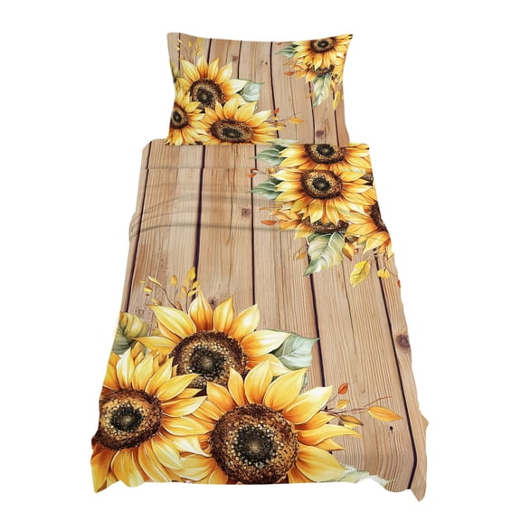 Twin XL Size Pastoral Sunflower Sheet Sets Plant Country Vintage Board Background Soft Breathable Microfiber Bed Sheets 4 Piece Bed Sheets Set, 1 Fitted Sheet, 1 Flat Sheet & 1 Pillowcases