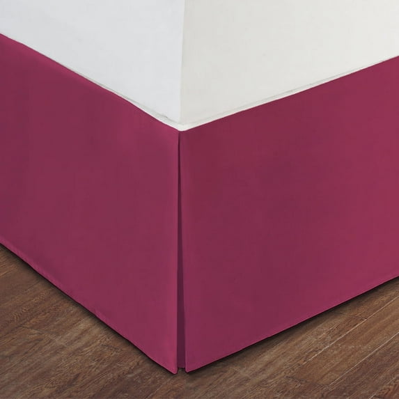 Twin XL Size Pink Luxury Hotel Bed Skirt: Tailored Pleat, 14" Drop