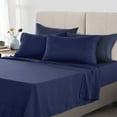 thumbnail image 1 of Twin-XL Size Sheets Set, Comfort & Cooling Bed Sheets, Ultra Soft Hotel Luxury Fitted Sheet & Pillowcases, Hypoallergenic and Noiseless, Deep Pocket Up to 16", Navy Blue, 1 of 8