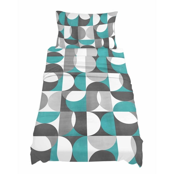 Twin XL Size Teal Green Grey Sheet Sets Nordic Retro Medieval Geometric Abstract Soft Breathable Microfiber Bed Sheets 4 Piece Bed Sheets Set, 1 Fitted Sheet, 1 Flat Sheet & 1 Pillowcases