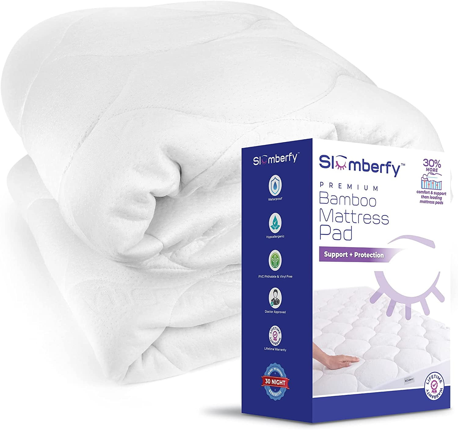 Twin XL Size Waterproof Premium Mattress Pad by Slumberfy, SkinSafe