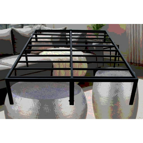 Twin XL Steel Black Modern Platform Foundation with 2000 lbs Capacity