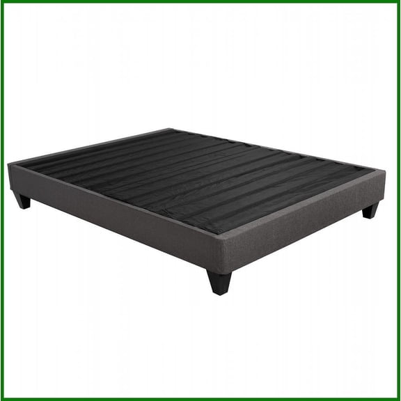 Twin XL Upholstered Platform Bed Frame - Dark Gray Linen, Wood Core, Headboard Kit Included