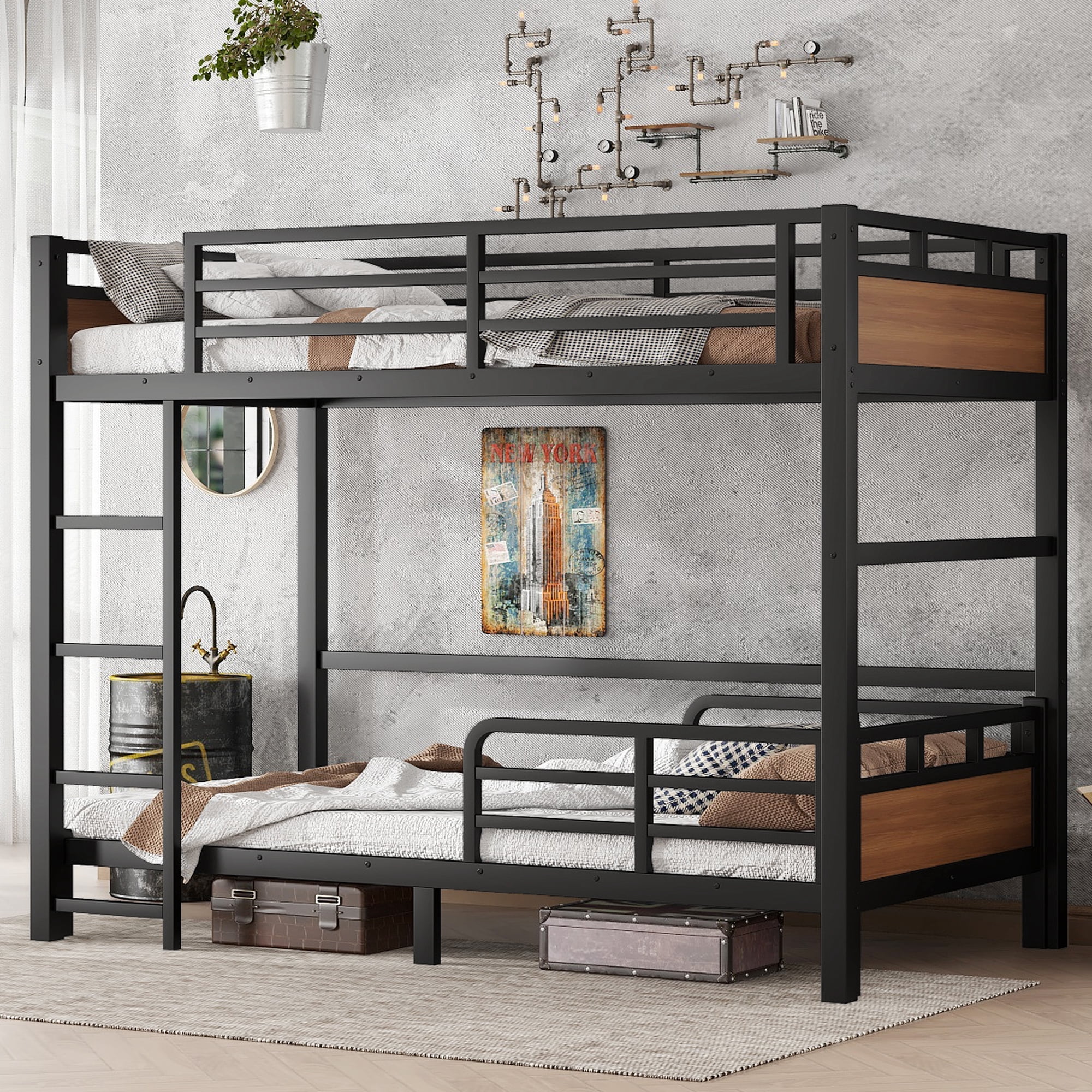 Twin XL over Twin XL Metal Bunk Bed/Metal Loft Bed,Separable Bunk Beds