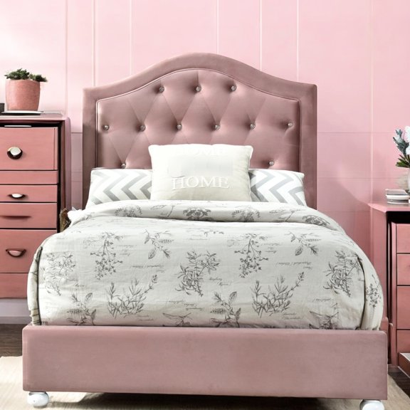 Twin bed with classic button tufting / Synthetic wood construction for long - lasting use