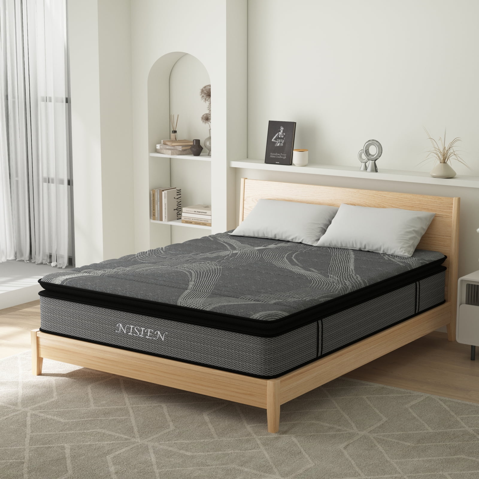 Twin mattress in a box,NISIEN10 Inch Hybrid Mattress, Gel Memory Foam