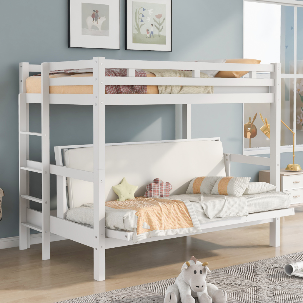 Twin over Full Bunk Bed with Down Bed can be Converted into Daybed for