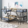 thumbnail image 1 of Twin over Full Bunk Bed with a Twin Size Loft Bed attached, with a Desk, Metal, Black, 1 of 13