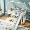 thumbnail image 1 of Twin over Full House Bunk Bed with Slide and Built-in Ladder, Full-Length Guardrail, White, 1 of 13