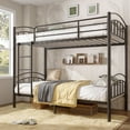 thumbnail image 1 of Twin over Twin Bunk Bed Frame, Convertible to 2 Separate Twin Beds, Metal Bed Frame with Removable Ladder & Guardrails, Space Saving Design (Black), 1 of 8