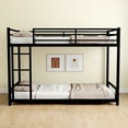 thumbnail image 1 of Twin over Twin Bunk Bed,Heavy-duty Metal Bunk Bed with Ladders & Guardrail,Noise Reduced/ Safety Guardrail/No Box Spring Needed,Black, 1 of 6